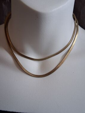 Gold Herringbone Layered Necklace - Women Jewelry